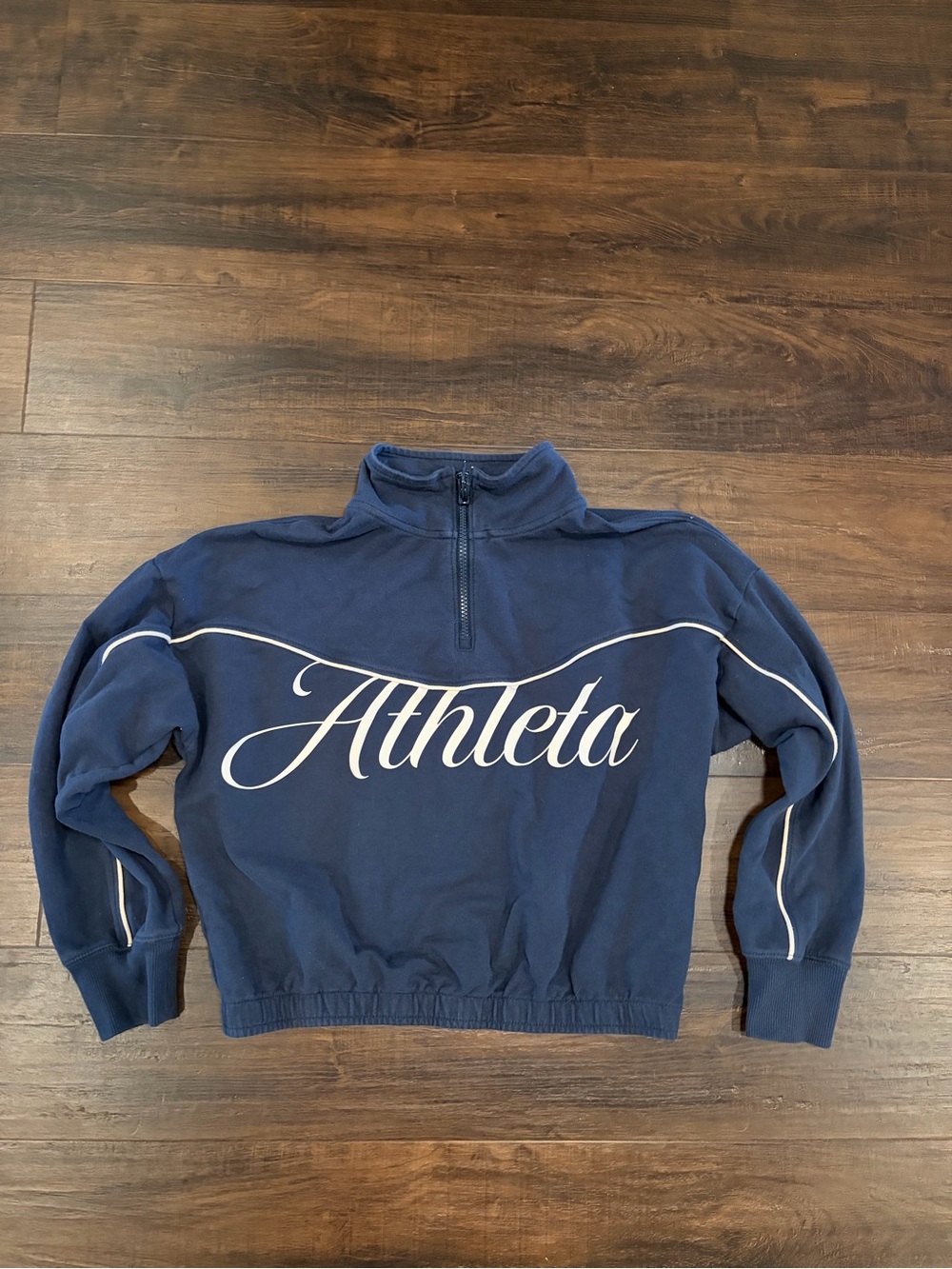 Athleta Girl School Vibes 1/4 Zip Fleece Navy M 8 10 Sweatshirt